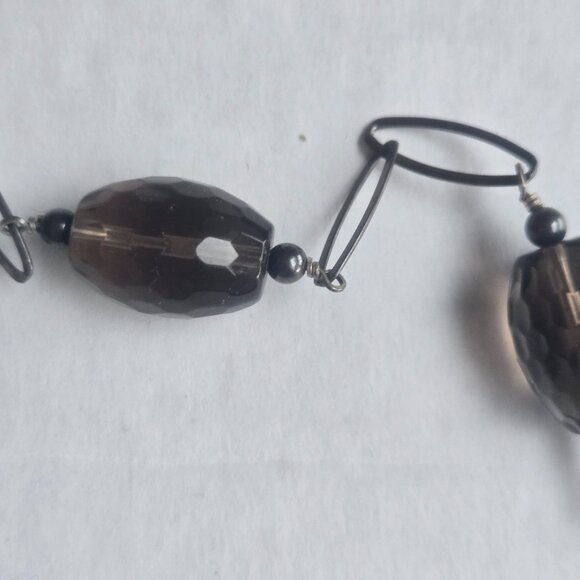 Smokey Topaz Sterling Silver Runway Designer Necklace Pendant - Picture 4 of 6